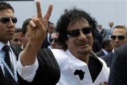Qaddafi victory sign