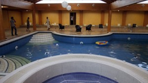The large swimming pool in Aisha Gaddafi's luxury villa