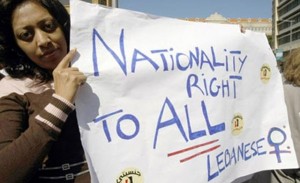 woman demand full nationality rights for women. (Photo by AFP)