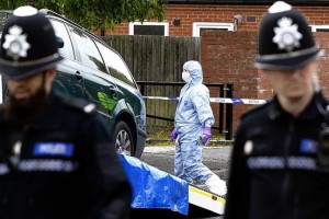 Police on the raid in Birmingham