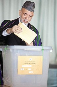Karzai casts his vote
