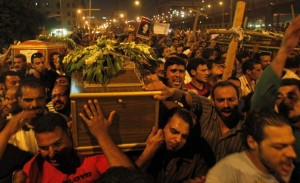 Egyptians mourn the deaths of the Coptic Christians killed