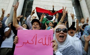 Libyan refugees in Tunisia celebrate