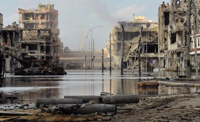 A view of a Libyan street after a violent clashes