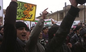 protesters demonstrations in Damascu