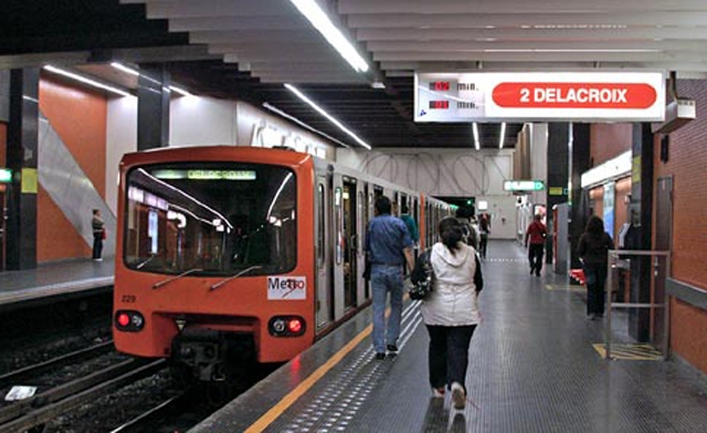 an underground metro station in Brussels