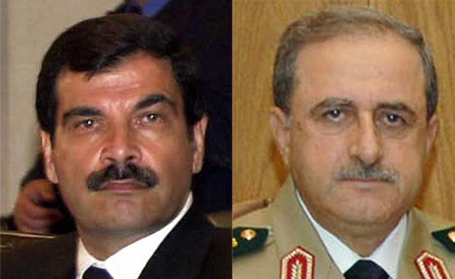 Syrias defense minister General Daoud Rajha -R -and President Bashar al-Assads brother-in-law Assef Shawkat AFP PHOTO - HO - SANA