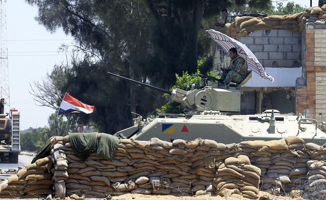 Egyptian soldiers at Rafah checkpoints. Reuters