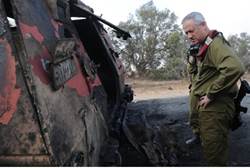 Gantz surveys bombed terrorists APC