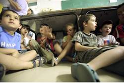 Children in bomb shelter