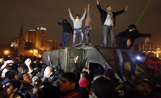 anti-government protesters after curfew in the Egyptian cities of Port Said Ismailia and Suez. AFP