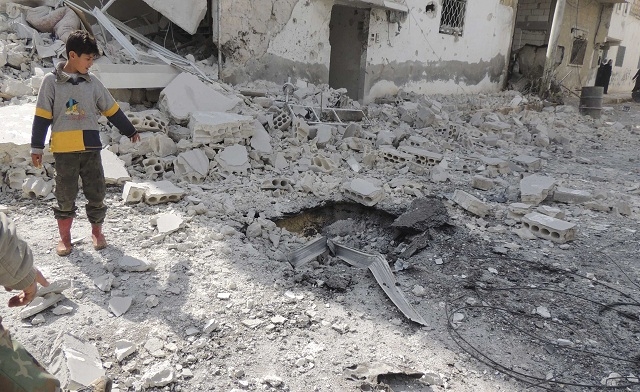 building damaged in Binnish in Idlib province Reuters