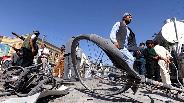 a bicycle bomb at a busy market in western Afghanistan. AFP