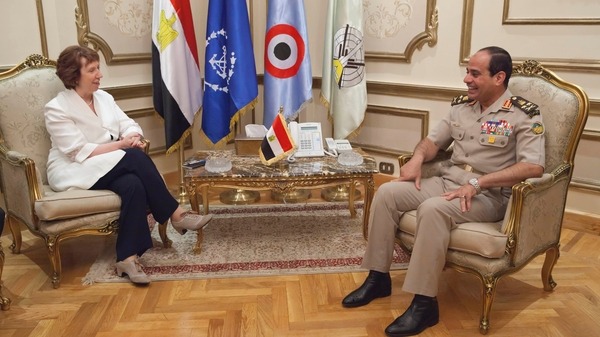 Egyptian army chief General Abdel Fattah al-Sisi R meets with EU foreign policy chief Catherine Ashton Reuters