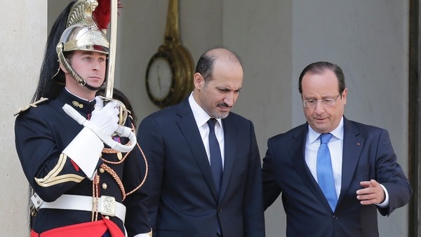 French President Francois Hollande with the Syrian opposition Reuters