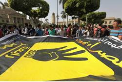 Protest against the military in front of Cairo University -Reuters