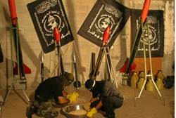 Gaza terrorists manufacturing rockets Illustration