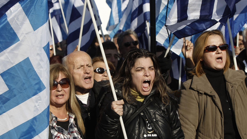 Supporters of far-right Golden protesting mosque construction at Votanikos suburb in Athens Reuters