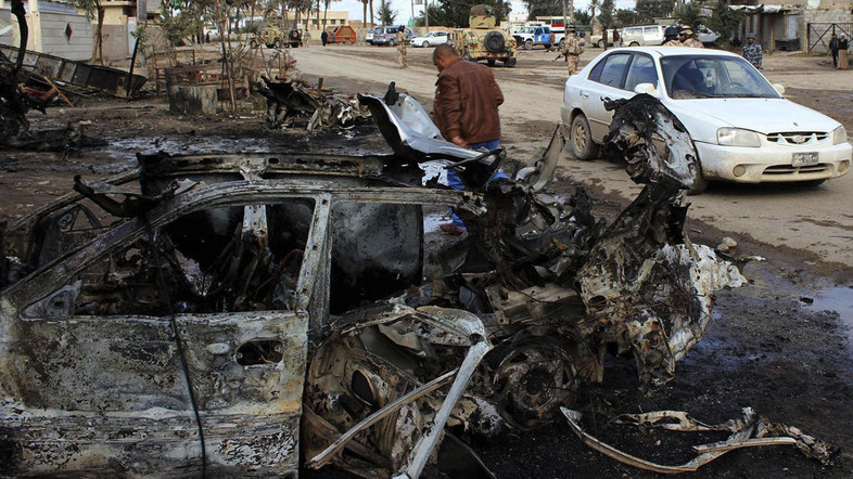 the site of car bomb attack in Buhriz northeast of Baghdad File photo- AFP