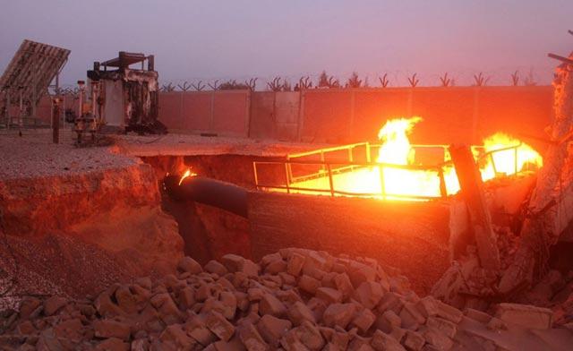 Flames rise from an Egyptian pipeline Reuters