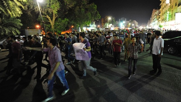 Protesters demonstrate against on Benghazi Reuters