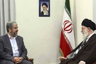 Irans Supreme Leader Ayatollah Ali Khamenei R meets Hamas leader Khaled Meshaal in Tehran Dec. 15 2009.