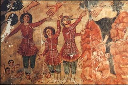 Wall fresco from ancient -Dura Europos- synagogue in Syria - Reuters