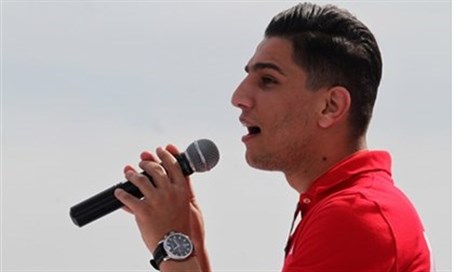 Mohammed Assaf at UN event in Gaza -Abed Rahim Khatib